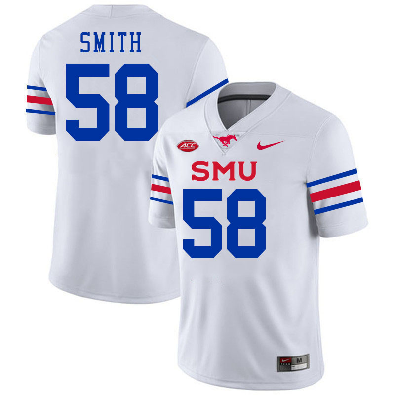 SMU Mustangs #58 Isaiah Smith Jersey College Football Uniforms-White